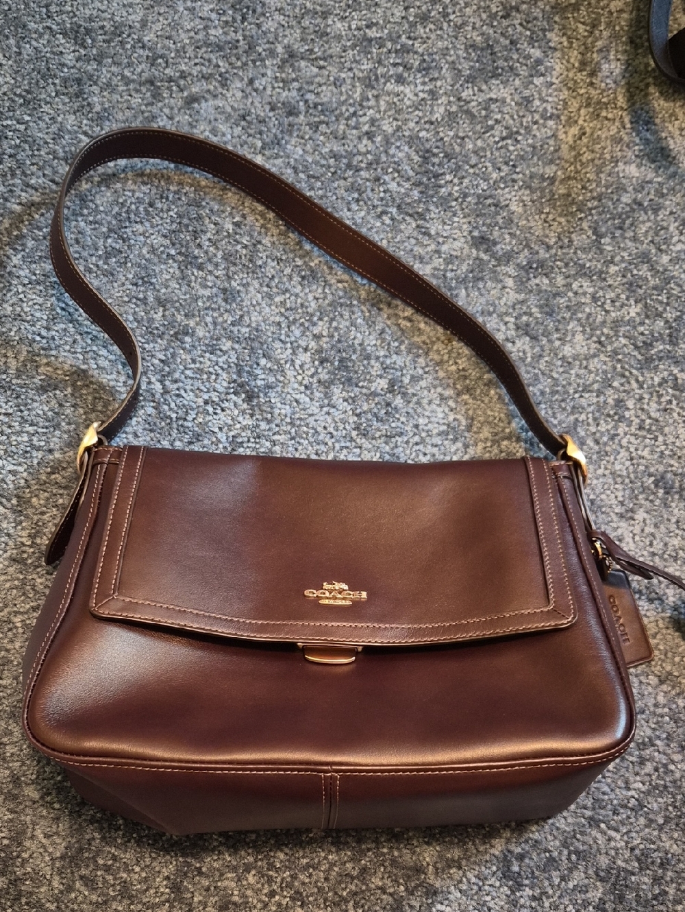 NWOT Coach Etta Chocolate MAPLE  Brown Leather Shoulder Bag with Gold Hardware